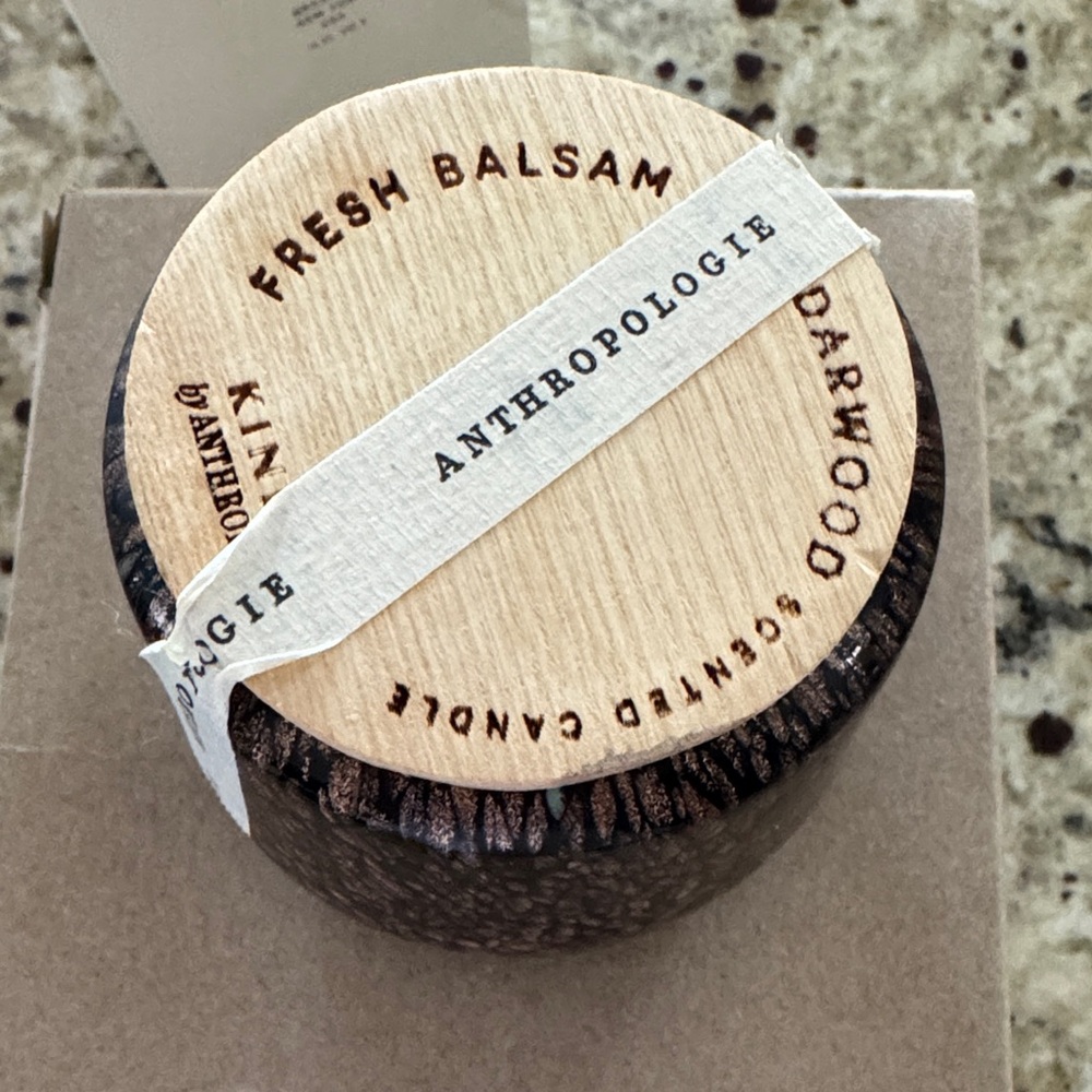 Anthropologie Dark Wood Scented Candle